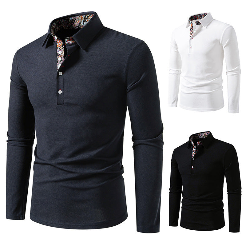 Herren Langarm Poloshirt mit außergewöhnlichem Kragen-Design Drune