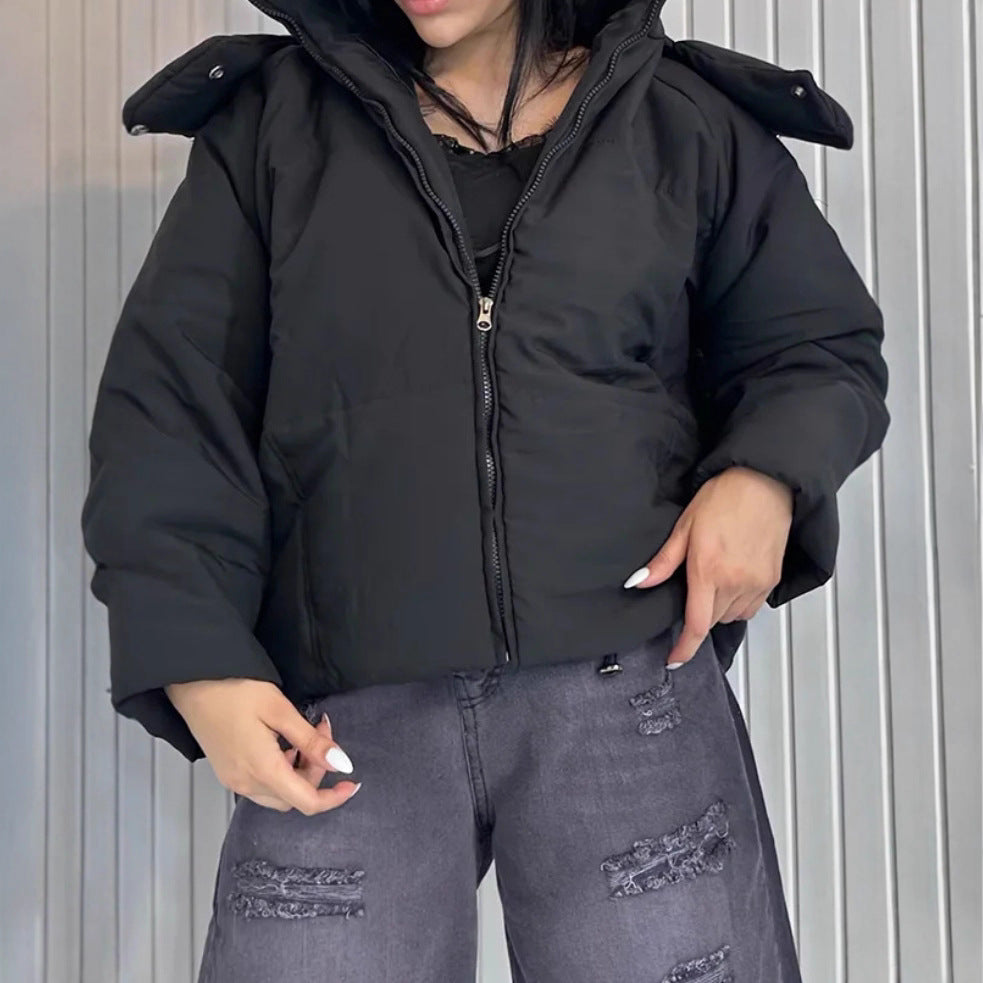 Steppjacke Damen modisch mit abnehmbarer Kapuze und Taschen