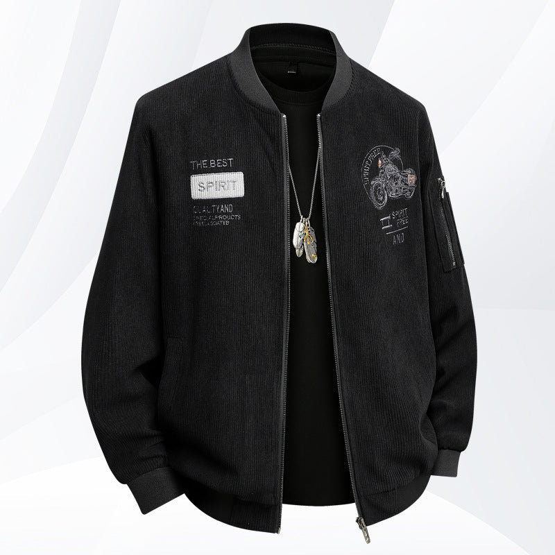 Herren Modische Bomberjacke mit stylischem Motorrad-Design Drune