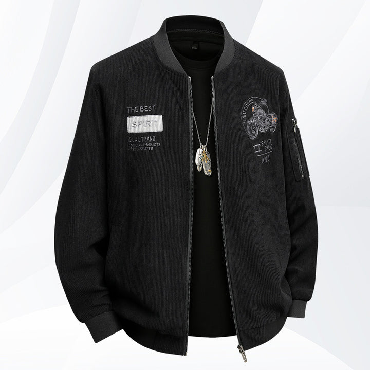 Herren Modische Bomberjacke mit stylischem Motorrad-Design Drune