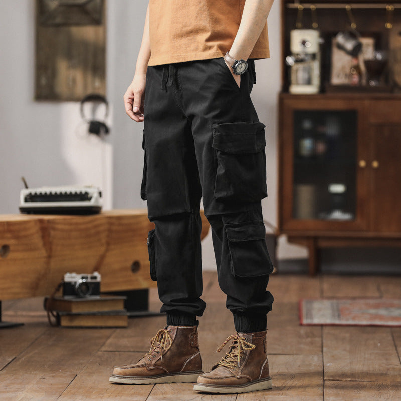Herren Cargo-Joggerhose im Utility-Workwear-Stil mit Tunnelzugbund, elastischen Bündchen und Multifunktionstaschen Drune