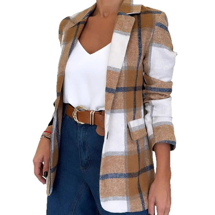 Damen karierter Blazer im Oversized-Stil Drune