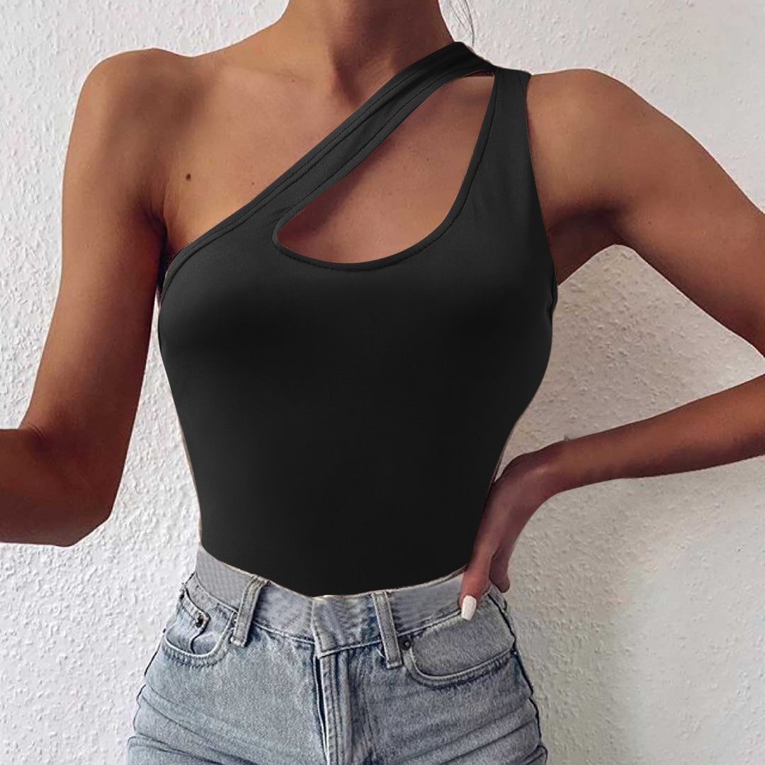 Damen asymmetrisches Bodysuit mit modischem Cut-Out Drune