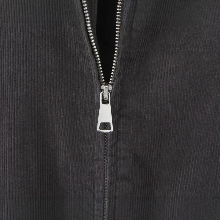 Damen Kurz geschnittene Kordjacke im Boxy‑Silhouette mit Frontreißverschluss und Stehkragen Drune