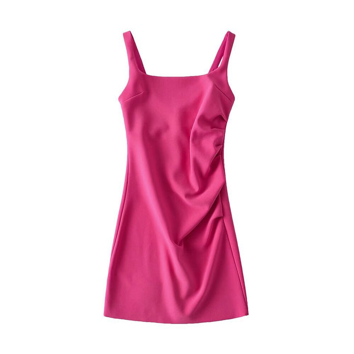 Damen modernes Sommerkleid mit Drapierung Drune