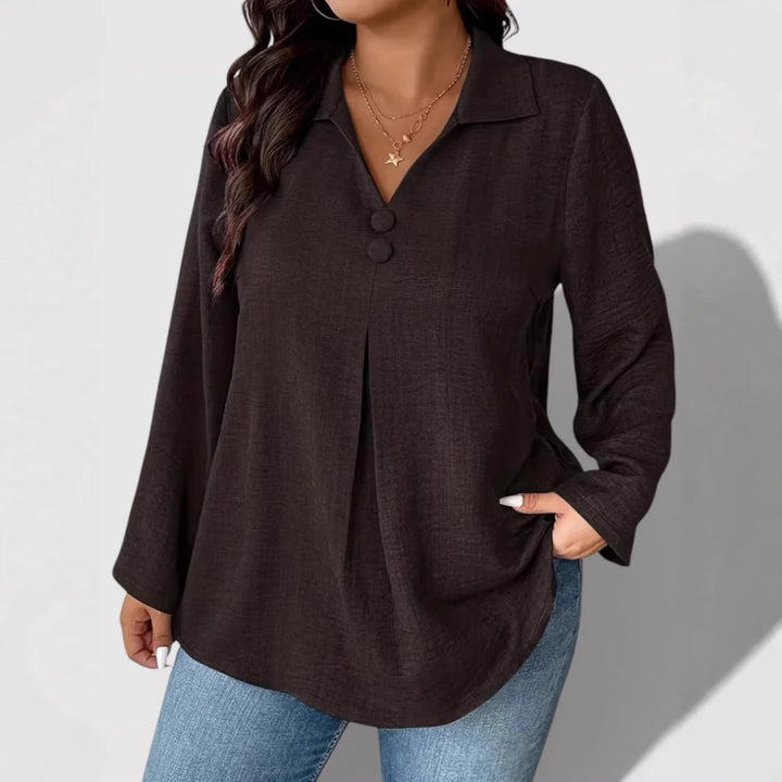 Damen Eleganter Langarmshirt mit Knopfdetails