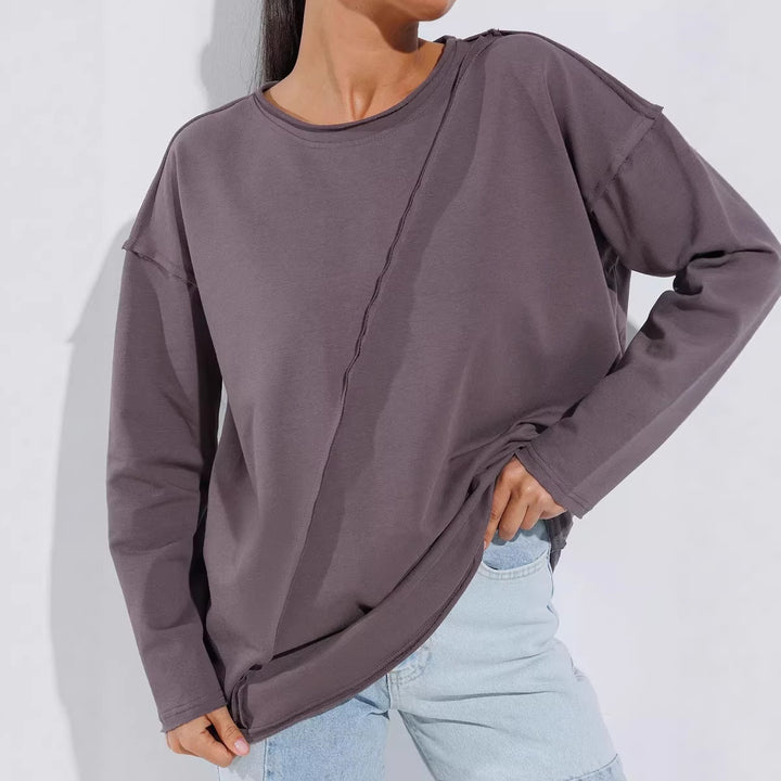 Damen Oversized Longsleeve mit schräger Naht und überschnittenen Schultern Drune