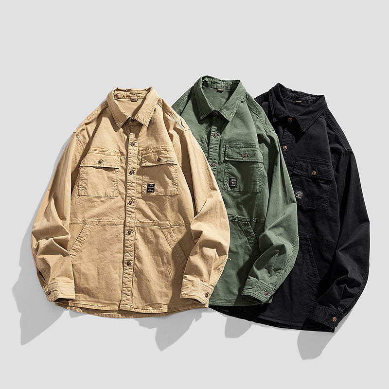 Herren Lässige Overshirt-Fieldjacke im Utility‑Stil mit Brust- und Eingrifftaschen Drune