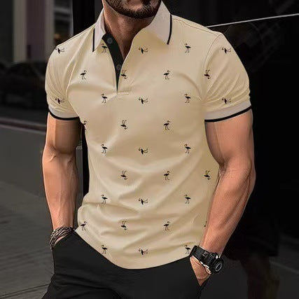 Herren Polohemd mit einzigartigem Flamingo-Muster Drune