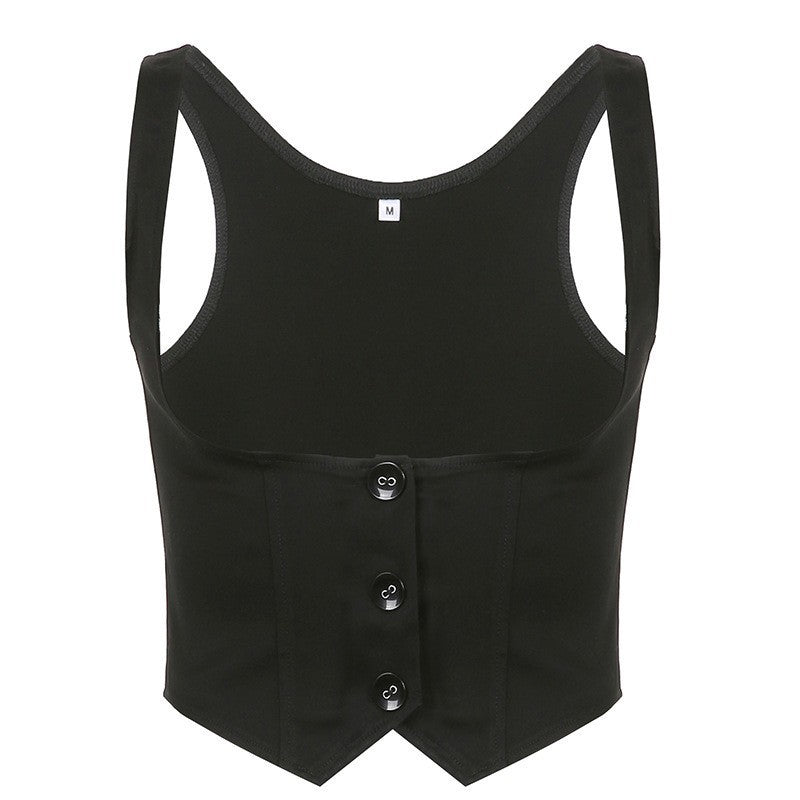 Damen Modisches Crop-Top mit eleganten Knopfdetails und tailliertem Schnitt Drune
