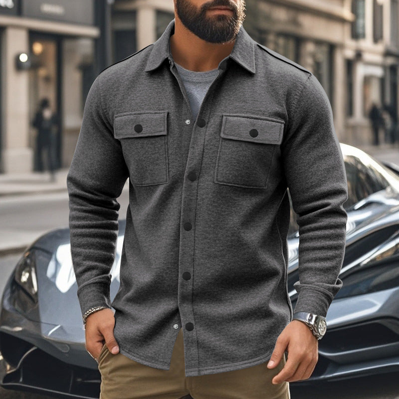 Herren Overhemdjacke mit zwei aufgesetzten Taschen und strukturiertem Stoff Drune