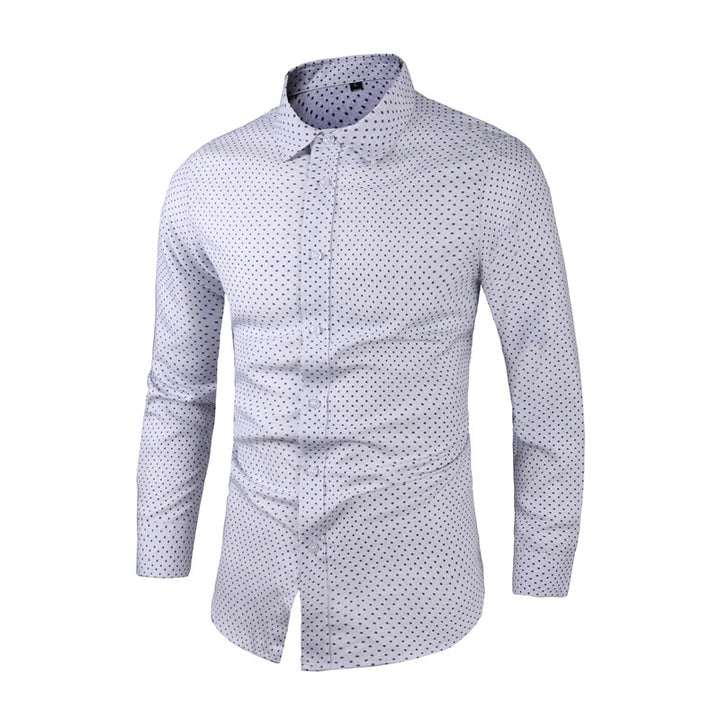 Herren Slim-Fit Hemd mit feinem Pünktchenmuster und Kentkragen Drune