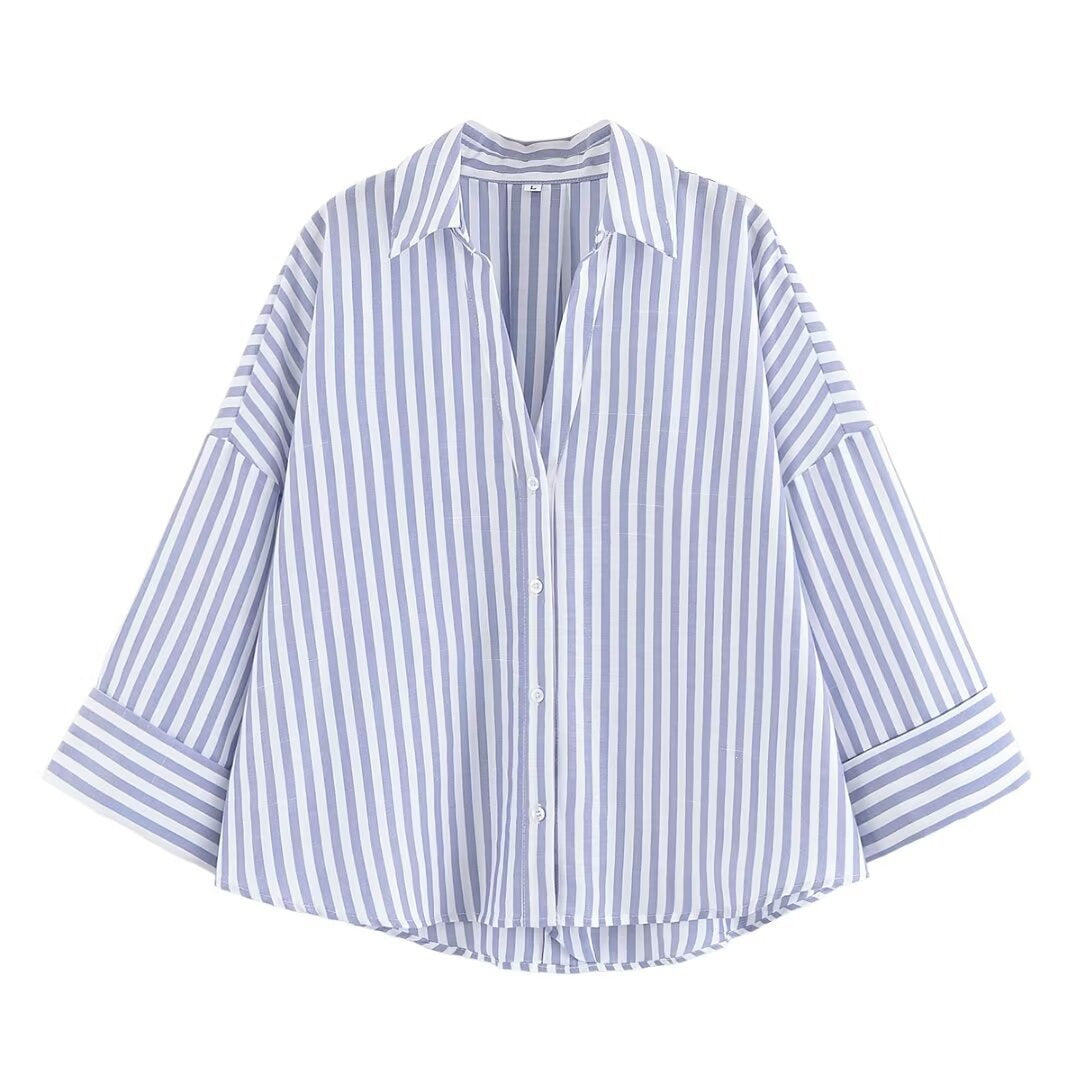 Damen Hemdblusenshirt mit lässigem Schnitt und eleganten 3/4-Ärmeln Drune