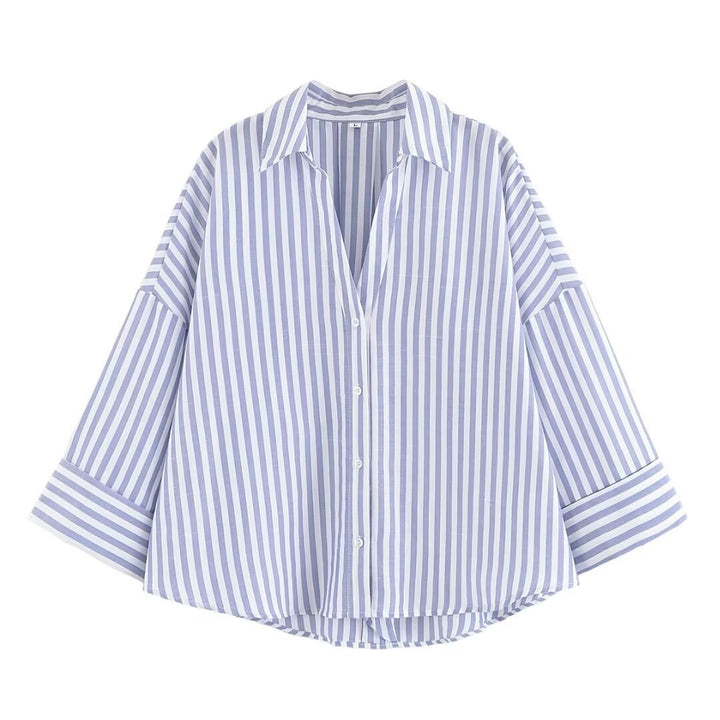 Damen Hemdblusenshirt mit lässigem Schnitt und eleganten 3/4-Ärmeln Drune