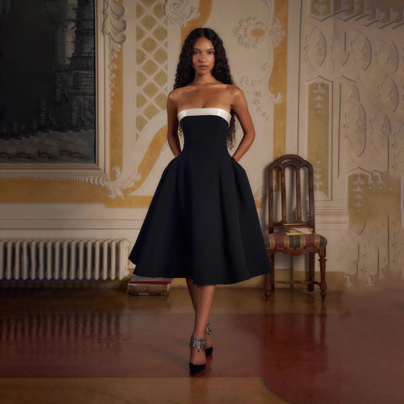 Damen Elegantes Midi-Ballkleid mit schwingendem Rock Drune