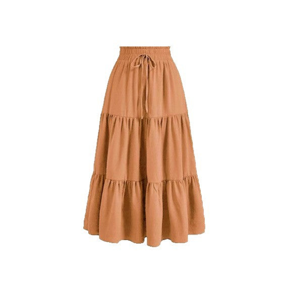 Damen Maxi-Rock mit elastischem Bund und Stufen-Design Drune