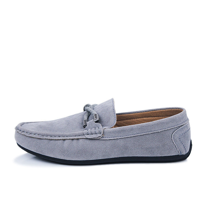 Damen weicher Veloursleder Mokassin Loafer mit geflochtener Dekorschnur und flexibler Gummisohle Drune