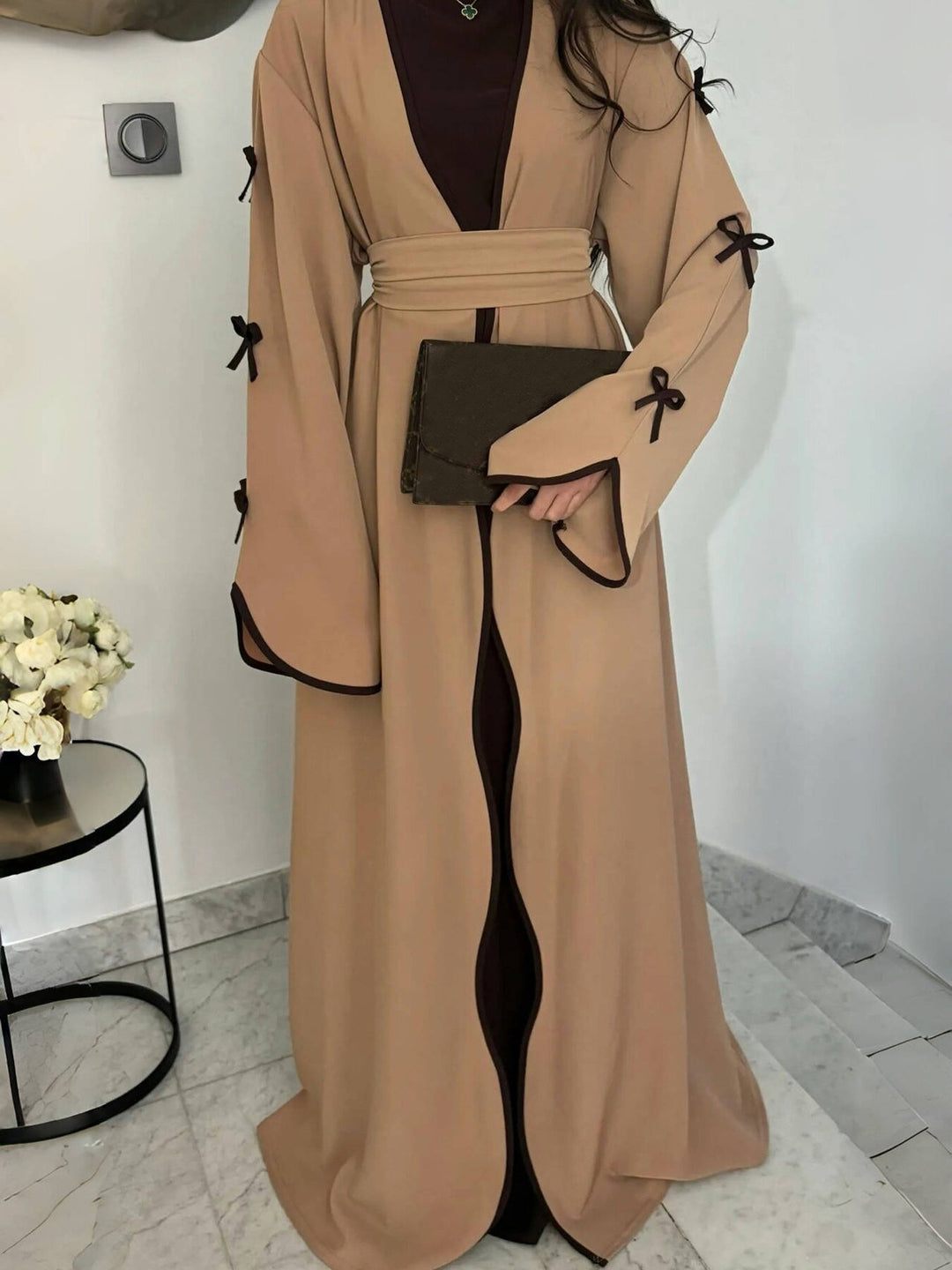 Damen Maxikleid mit eleganten Schleifendetails und fließendem Schnitt Drune