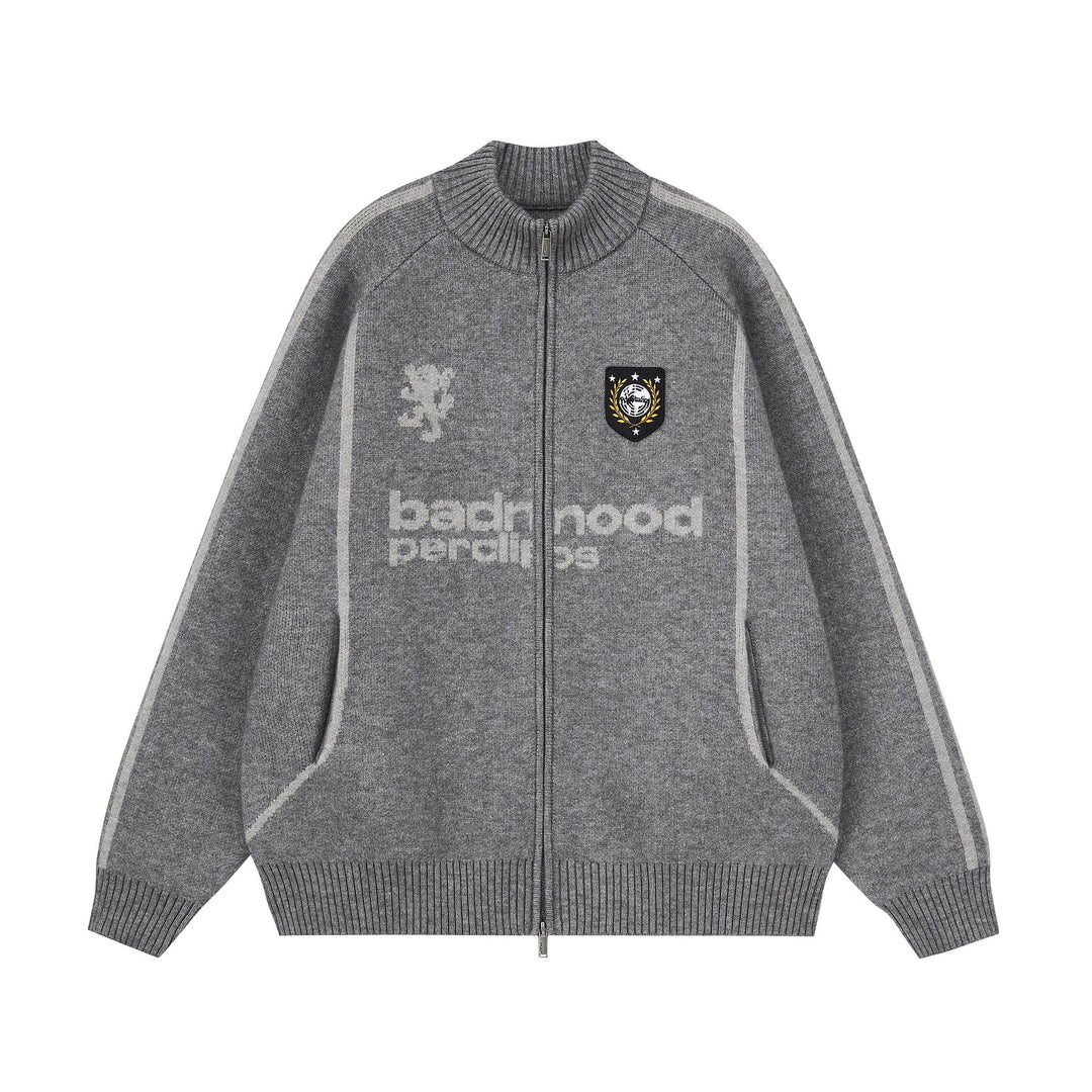 Herren Modische Strickjacke mit hochschließendem Kragen Drune