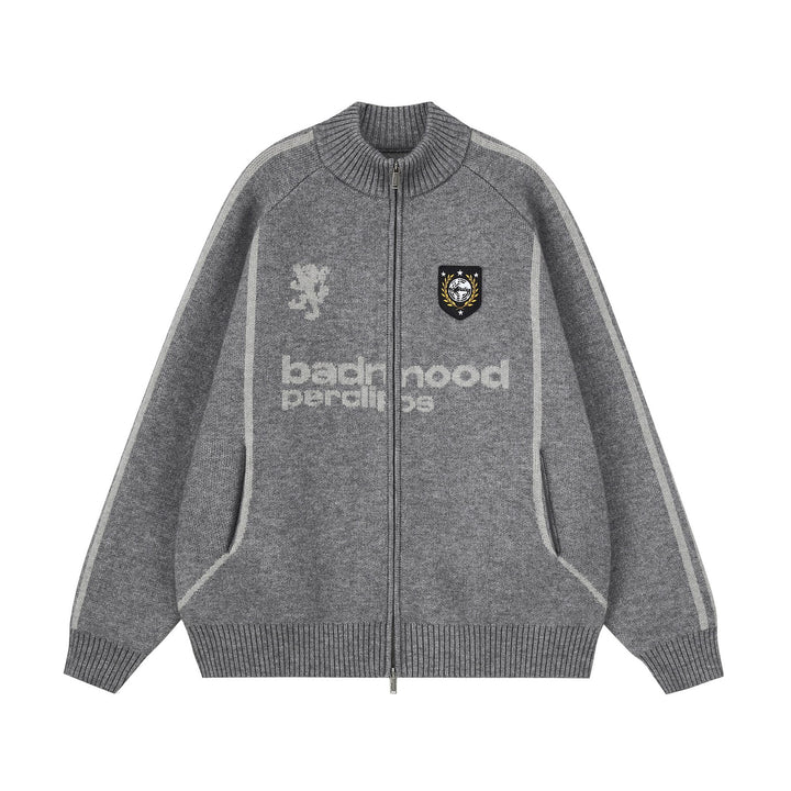 Herren Modische Strickjacke mit hochschließendem Kragen Drune