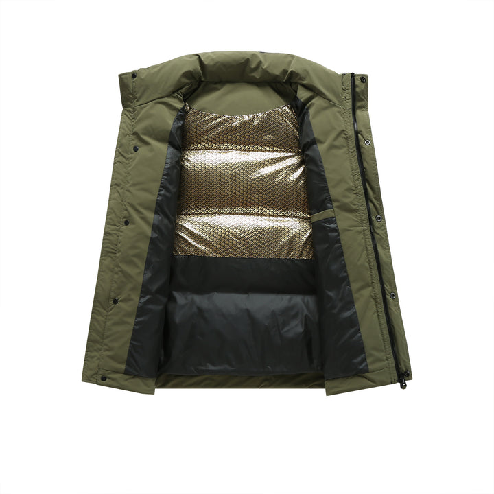 Herren Gesteppte Wattierte Daunenjacke mit Stehkragen und Kordelzug Drune