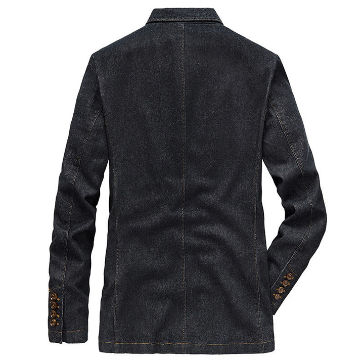 Herren Jeansblazer im Casual-Look mit aufgesetzten Taschen und Kontrastnähten Drune