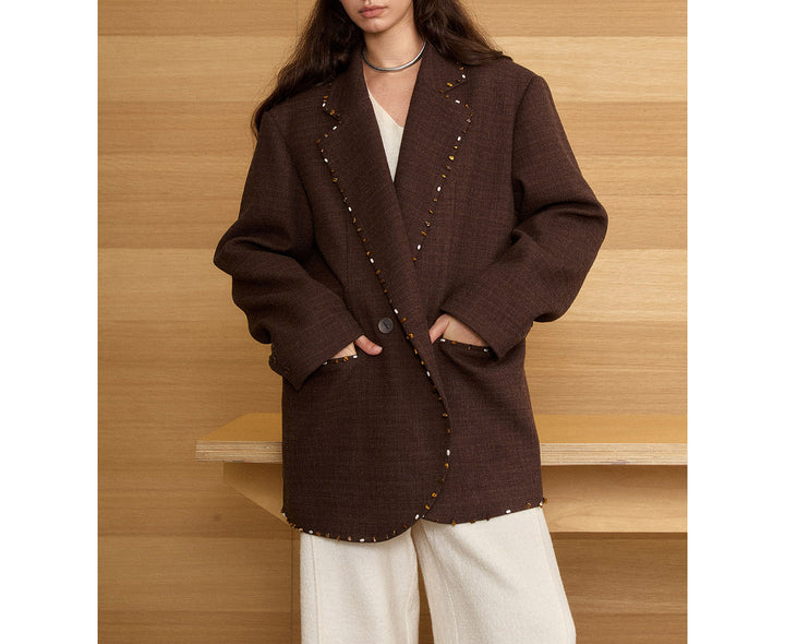 Damen Oversized Blazer mit Dekorstich Drune