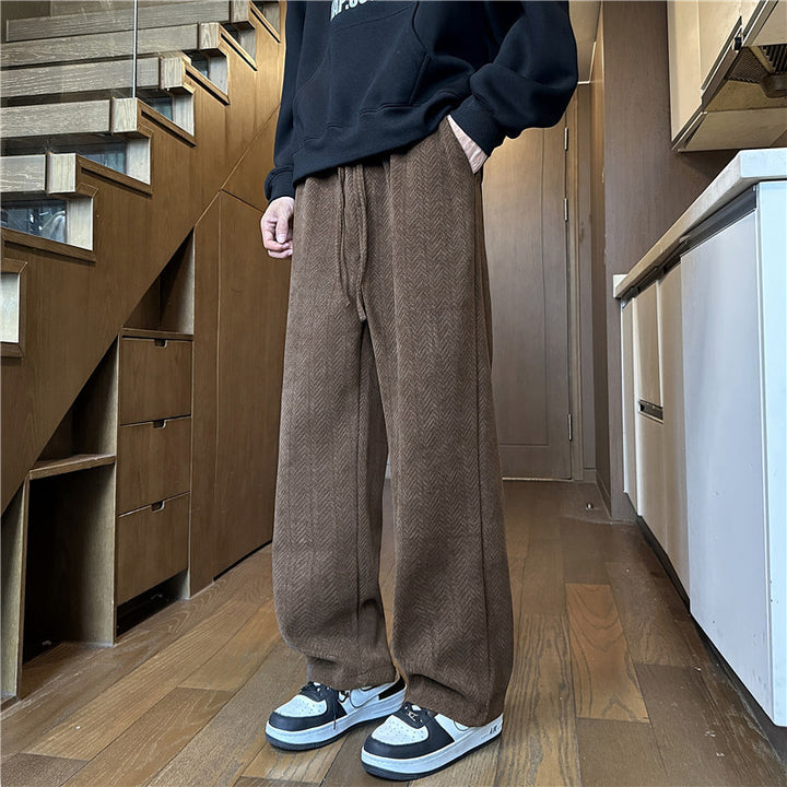 Herren Weit geschnittene Strickhose im Zopfstrick-Lounge-Style Drune
