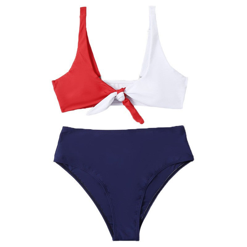 Damen Bikini-Set mit verspieltem Knoten und hochgeschnittenem Slip Drune