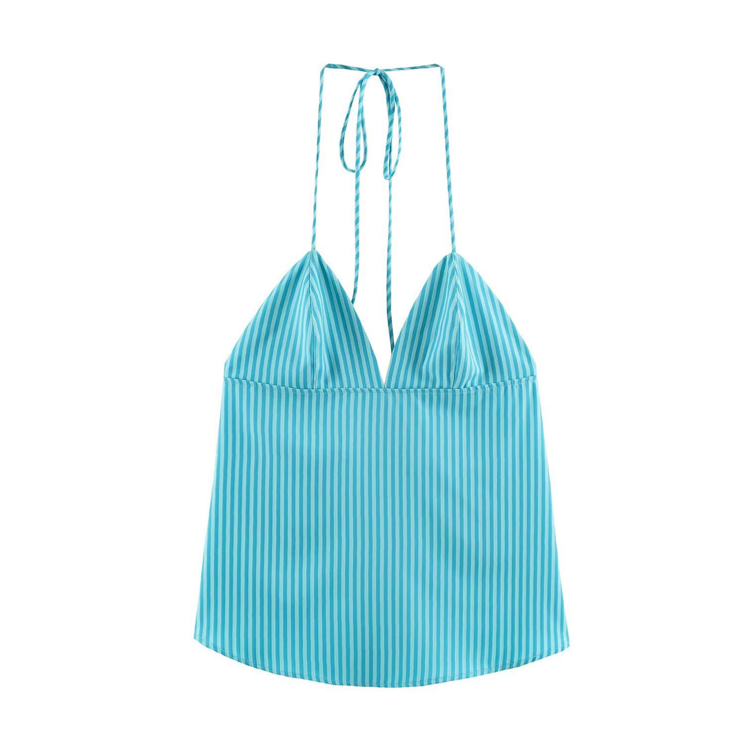 Damen Weite Gestreifte Lounge-Hose mit Tunnelzug und Relax-Fit Drune