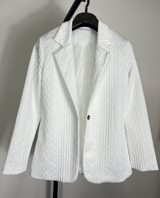 Damen Elegante Strickblazerjacke mit Kabelmuster Drune