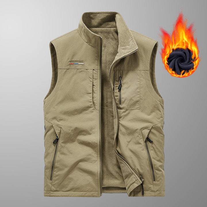 Herren gefütterte Thermo-Weste mit Fleece-Innenfutter, winddichter Außenlage und multiplen Reißverschlusstaschen Drune