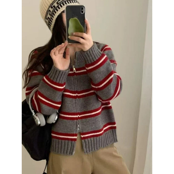 Damen Strickcardigan mit modernen Streifen Drune
