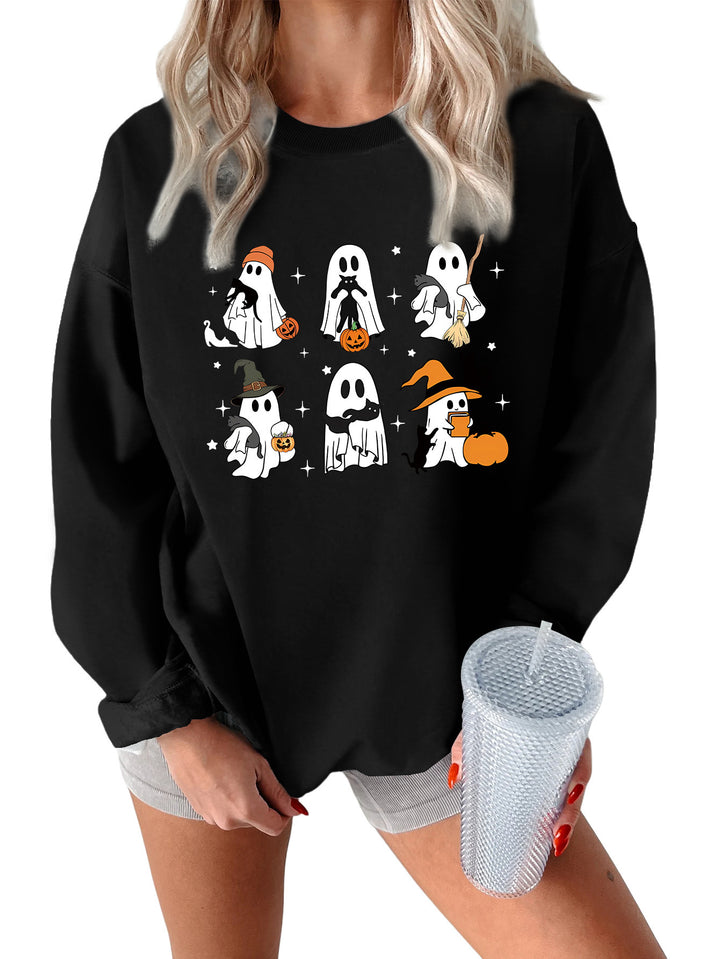 Damen Sweatshirt mit kreativem Gruselmotiv Drune