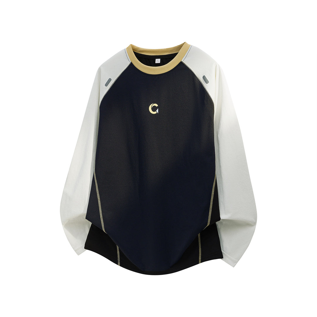 Unisex Raglan-Sweatshirt mit kontrastierenden Ärmeln, Rundhalsausschnitt und dekorativen Flatlock-Nahtlinien Drune