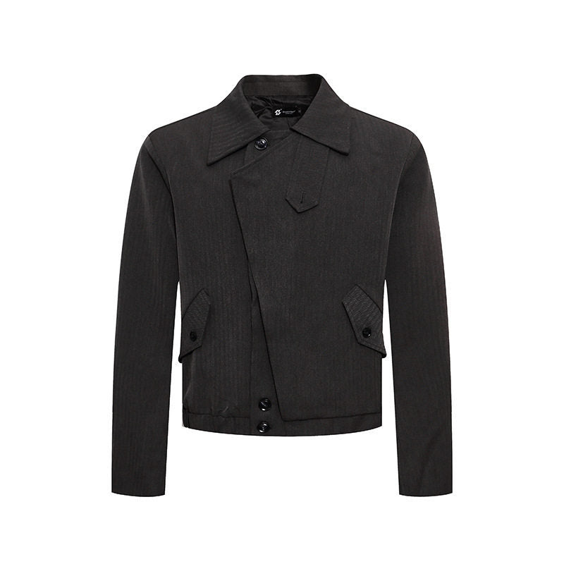 Herren kurzes asymmetrisches Twill-Blouson mit verdeckter Knopfleiste Drune