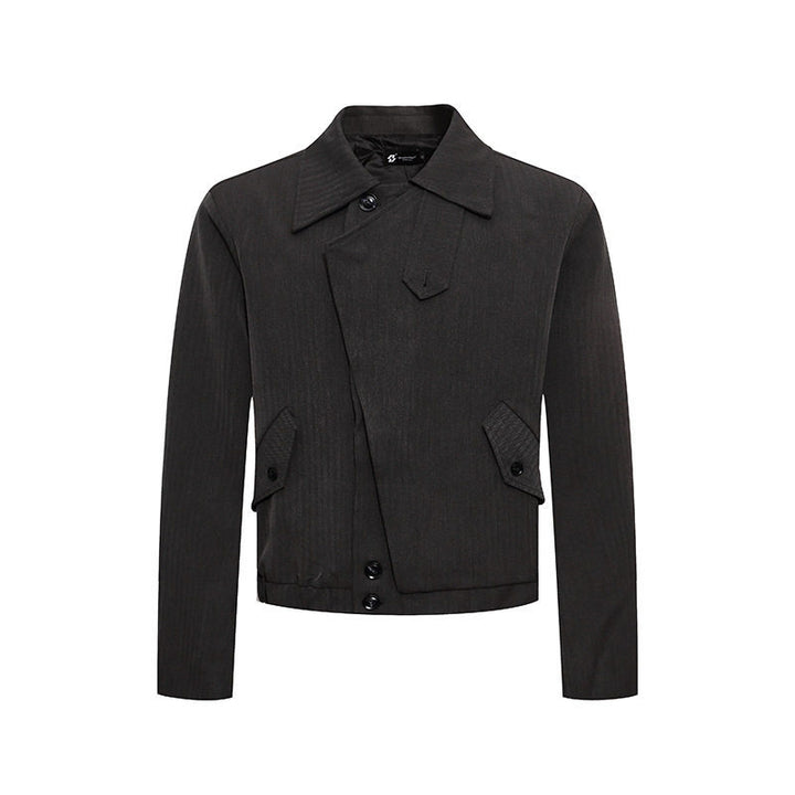 Herren kurzes asymmetrisches Twill-Blouson mit verdeckter Knopfleiste Drune