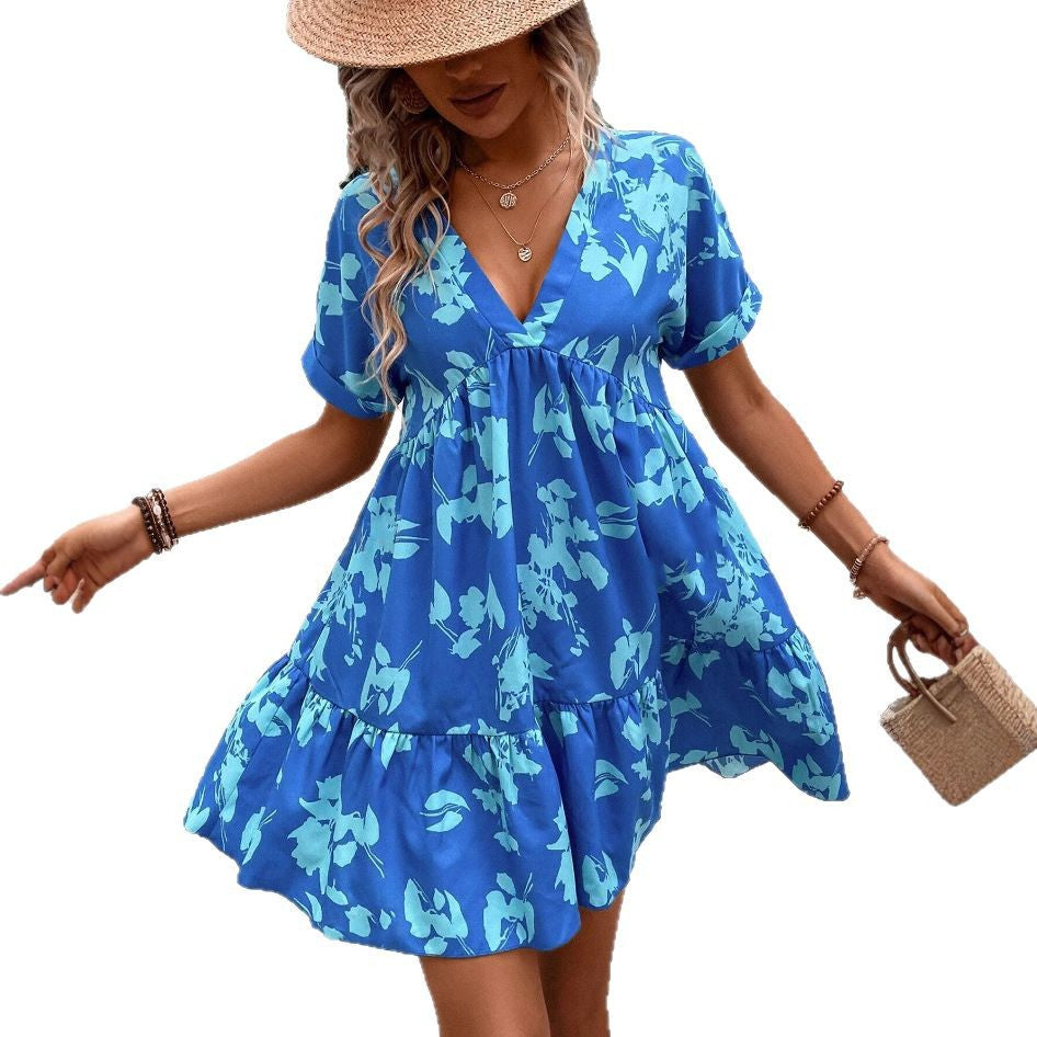 Damen lässiges Blusenkleid mit fließendem Schnitt und floralem Design Drune
