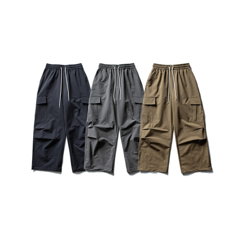 Unisex Weite Cargo-Utility-Hose im Baggy-Schnitt mit elastischem Kordelbund und großzügigen Klappentaschen Drune