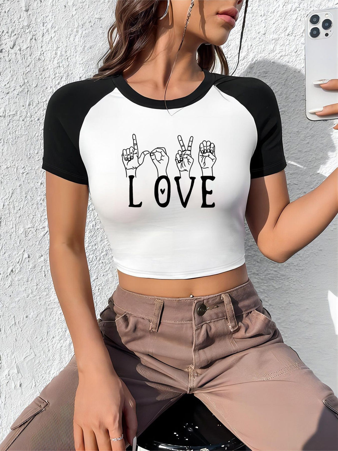 Damen Crop-Top mit motivierendem Schriftzug und lässigem Schnitt Drune