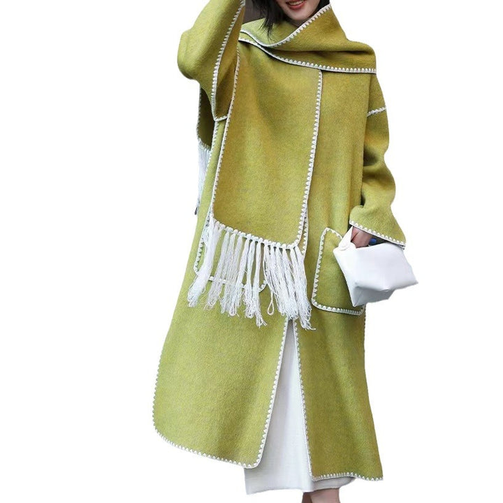 Damen Elegante und stilvolle lange Wollmantel Drune