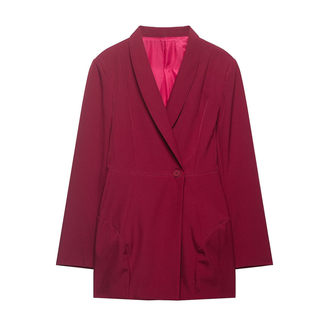 Damen Floraler Schalkragen-Blazer mit lockerem Schnitt und aufgesetzten Taschen Drune