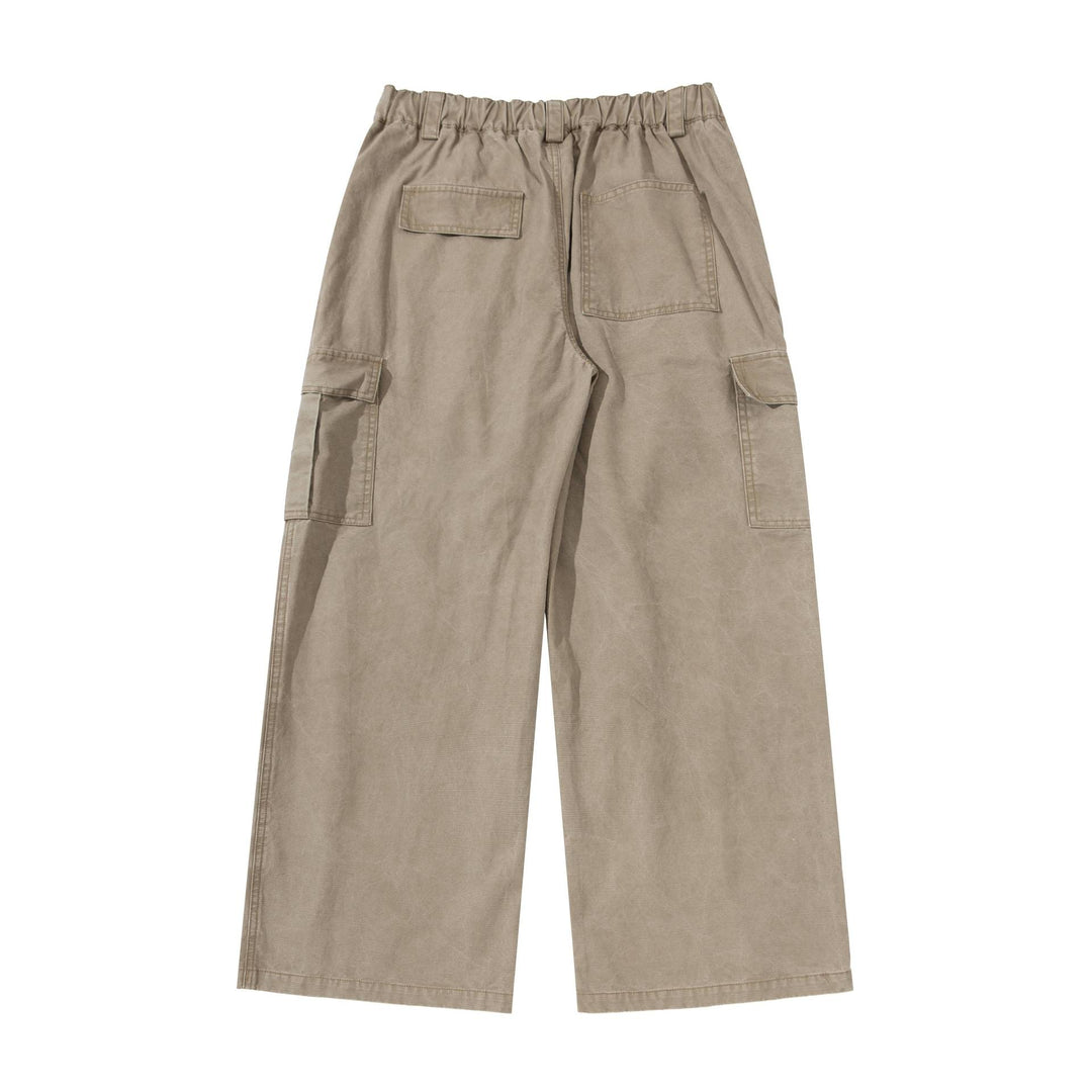 Damen Cargo-Hose im weiten Bein mit hoher Taille und aufgesetzten Taschen Drune