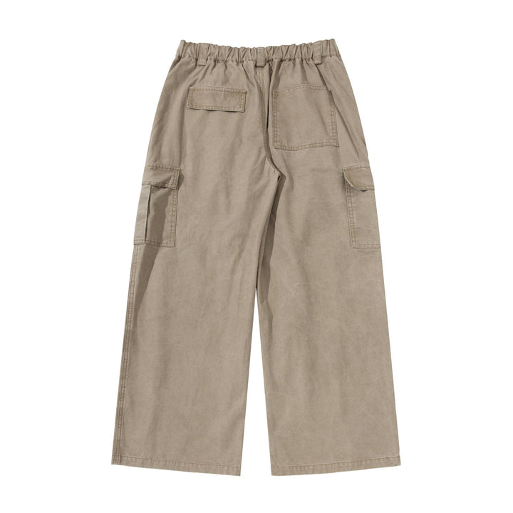 Damen Cargo-Hose im weiten Bein mit hoher Taille und aufgesetzten Taschen Drune
