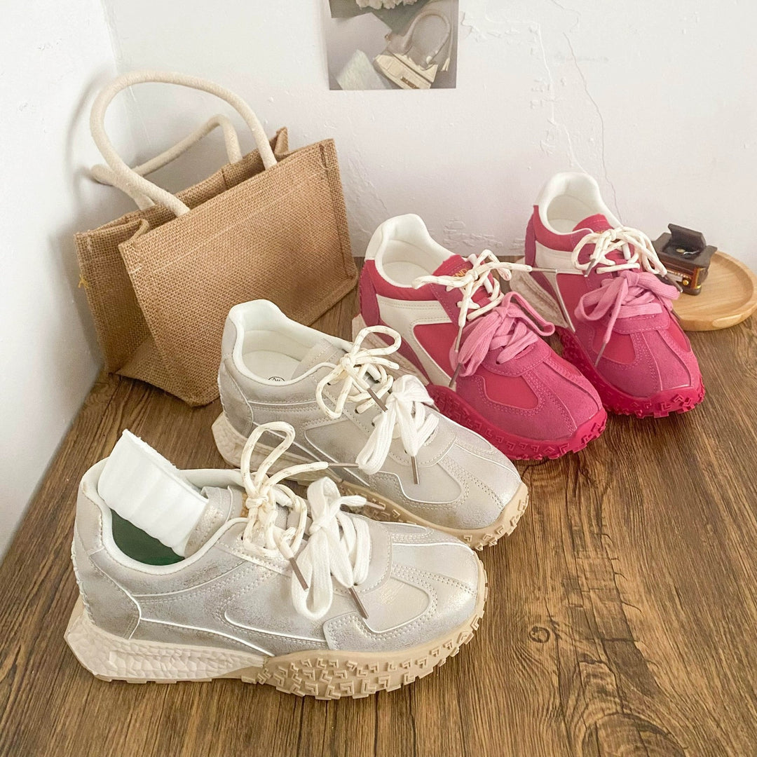 Damen Fashion-Sneaker mit grober Traktionssohle und Materialmix aus Velours und Glattleder Drune