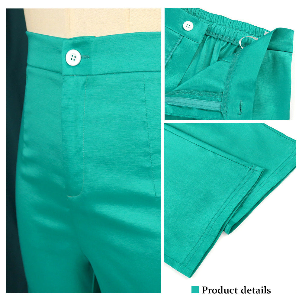 Damen elegante Hochtaillierte Stoffhose Drune