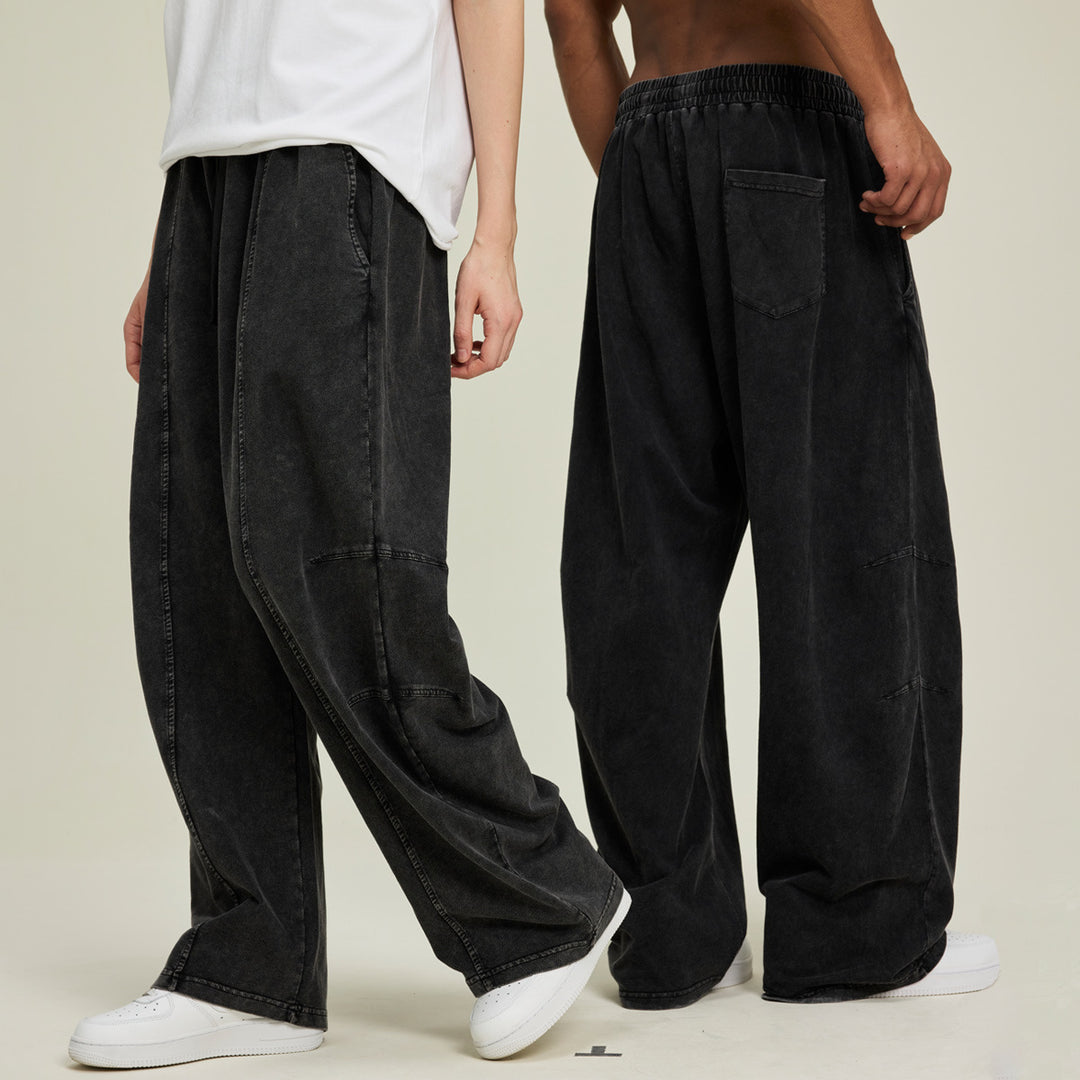 Herren Extraweite Baggy-Hose im Stonewashed-Look mit elastischem Kordelbund Drune