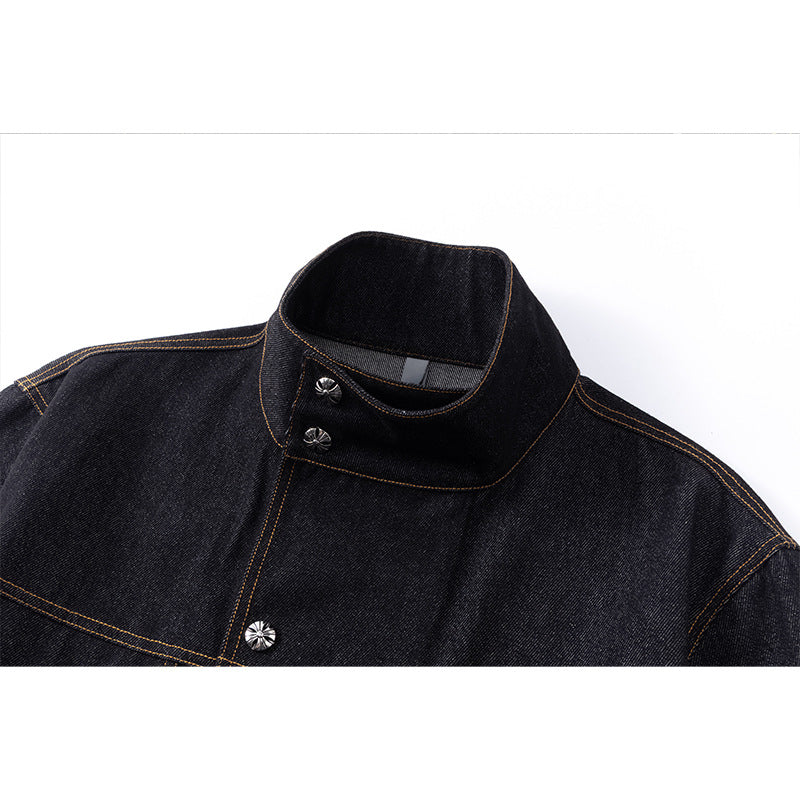 Unisex Oversized Denimjacke mit Vintage-Fade und aufgesetzten Brusttaschen Drune