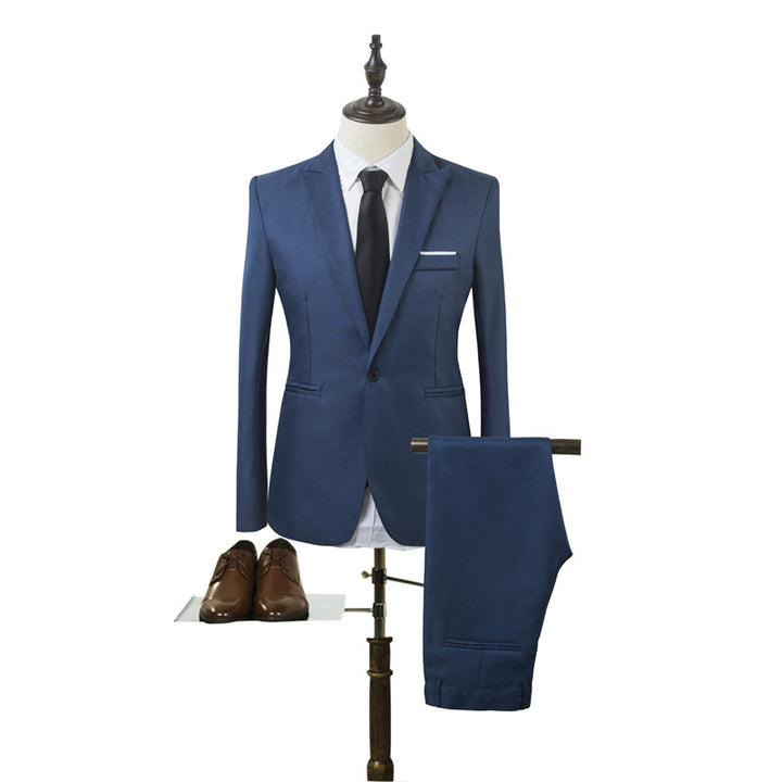 Herren Tailliertes Ein-Knopf-Anzugsset im Slim‑Fit mit schmaler Anzughose Drune