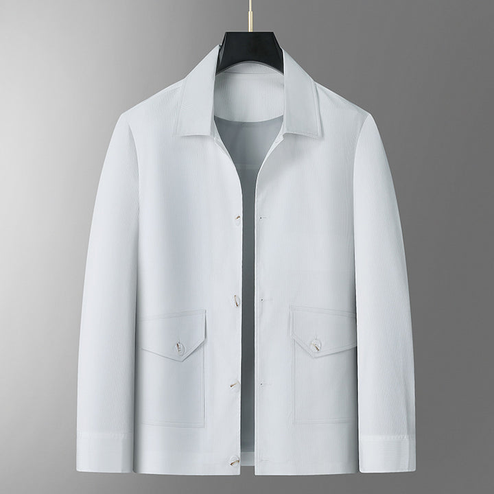 Herren Übergangsjacke im Overshirt‑Stil mit Hemdkragen und aufgesetzten Pattentaschen Drune